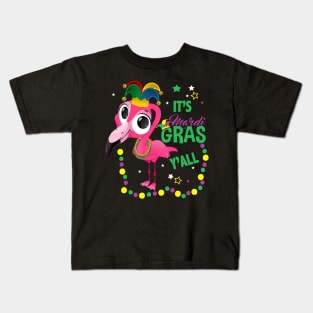 Flamingo Mardi Gras Beads Kids T-Shirt